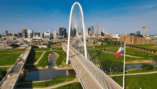The Margaret Hunt Hill Bridge in Dallas, TX.