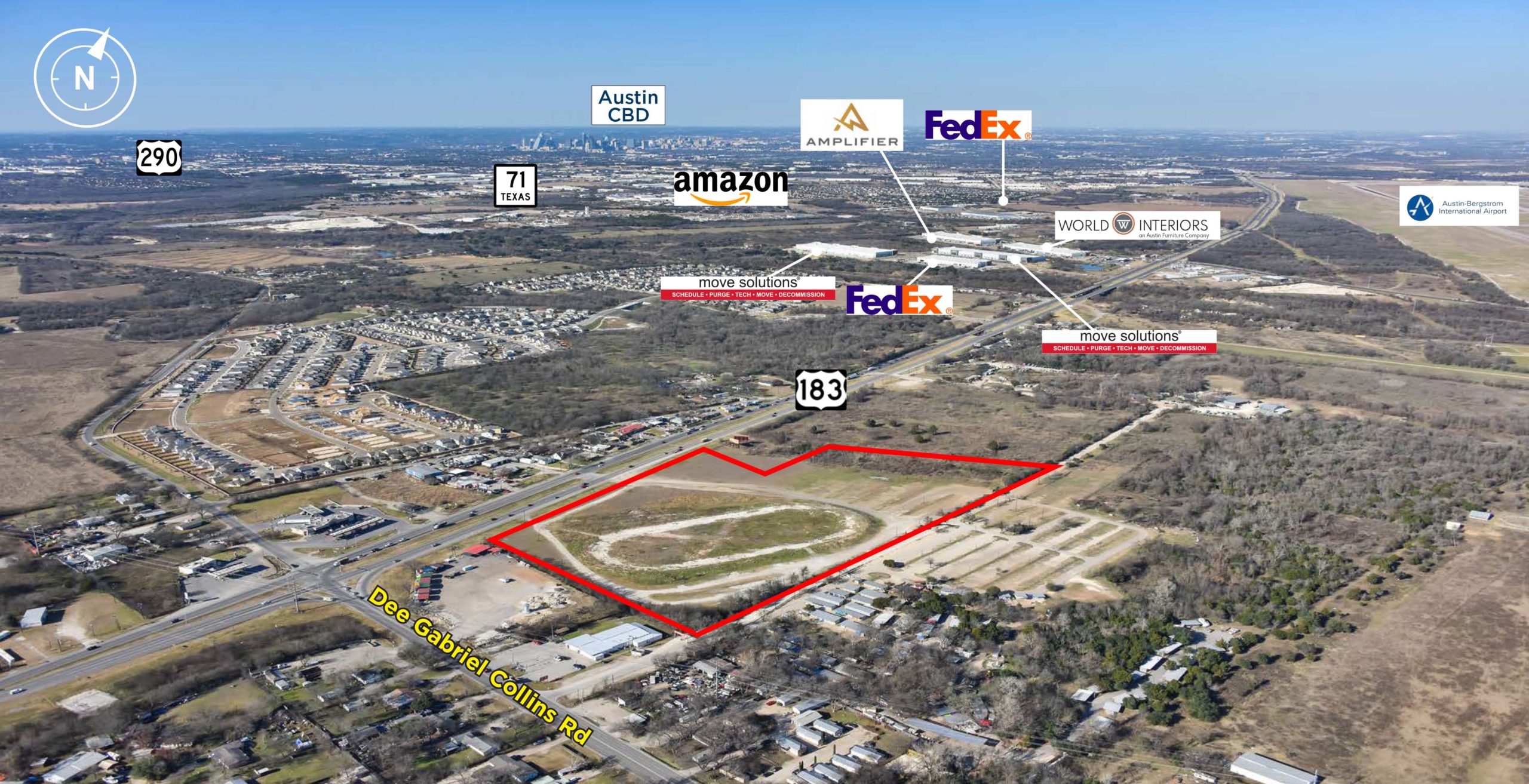 Scaled aerial view of Austin Fulfillment Center.