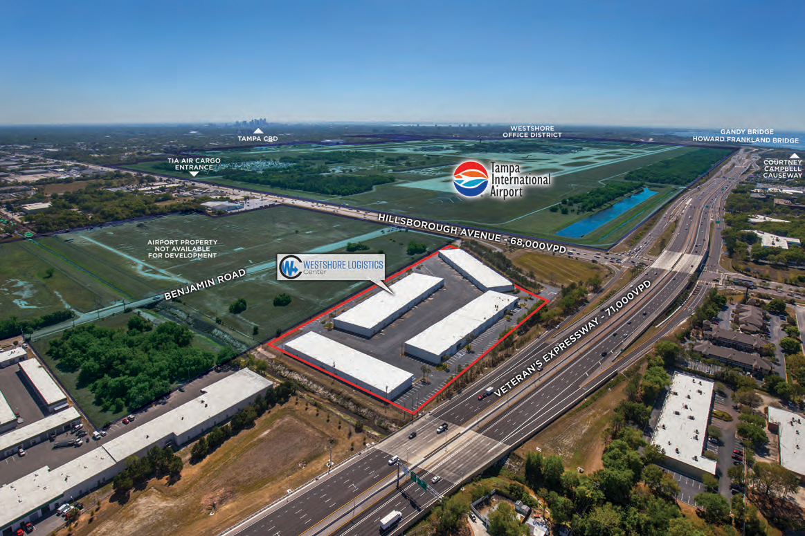 Aerial of Westshore Logistics Center with points of interest.