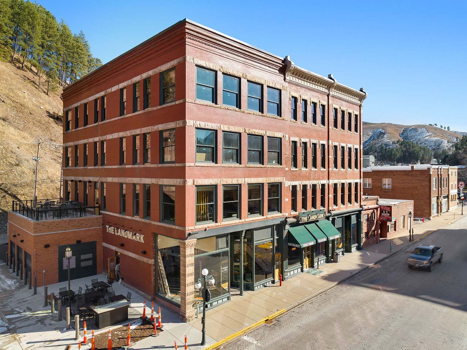 Landmark building exterior in Downtown Deadwood.